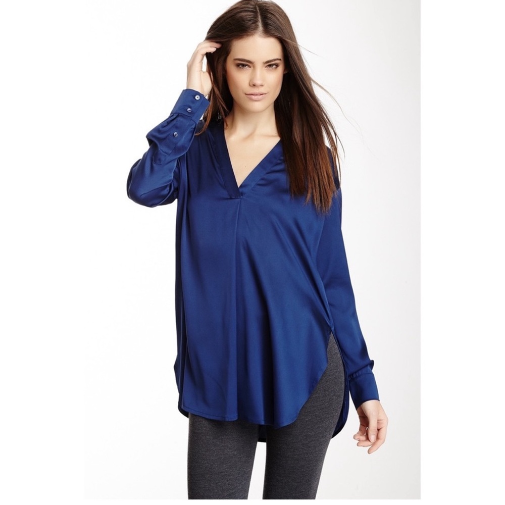 Vince - Silk Blue V Neck Blouse